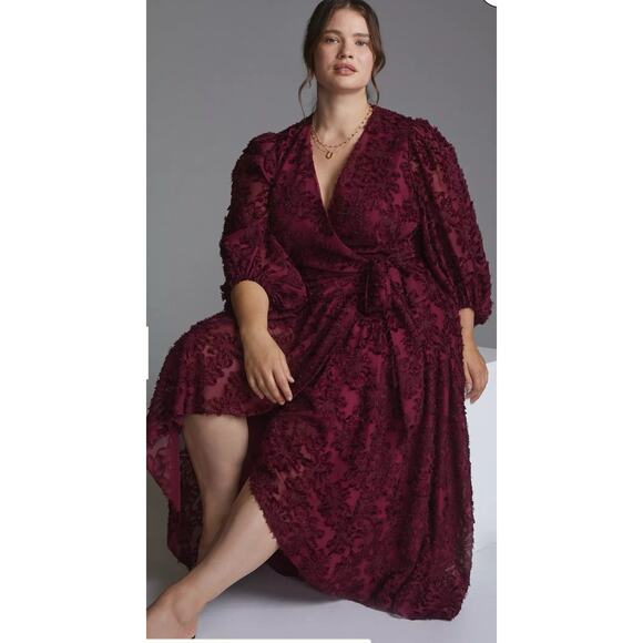 Anthropologie Dresses & Skirts - Anthropologie Hutch Rosa Floral Maxi Wrap Dress Wine Womens Burgundy NWT Size 2X